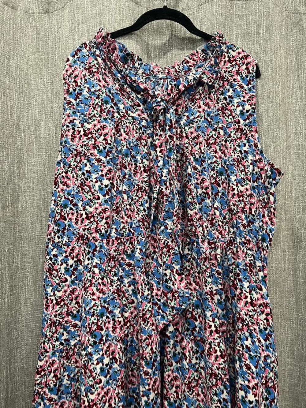 Nursing Queen Sleeveless Floral Maxi Dress - Pink & Blue